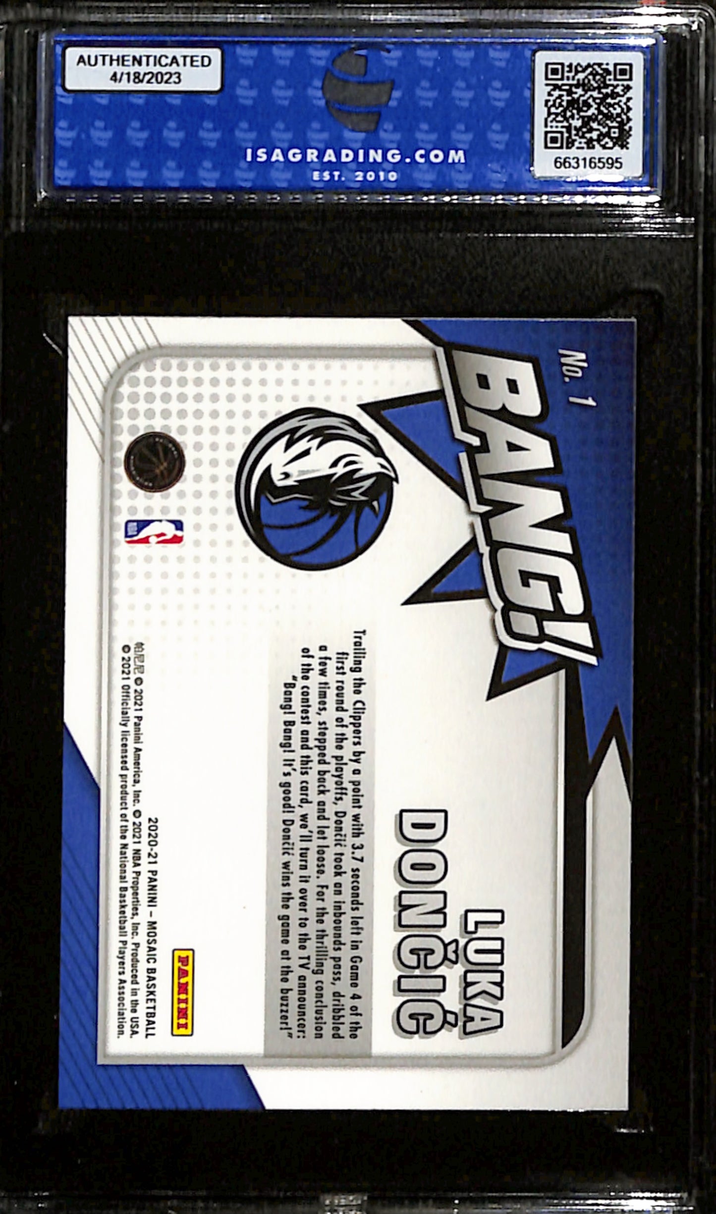 2020-21 Panini Mosaic Luka Doncic Bang! #1 ISA 9