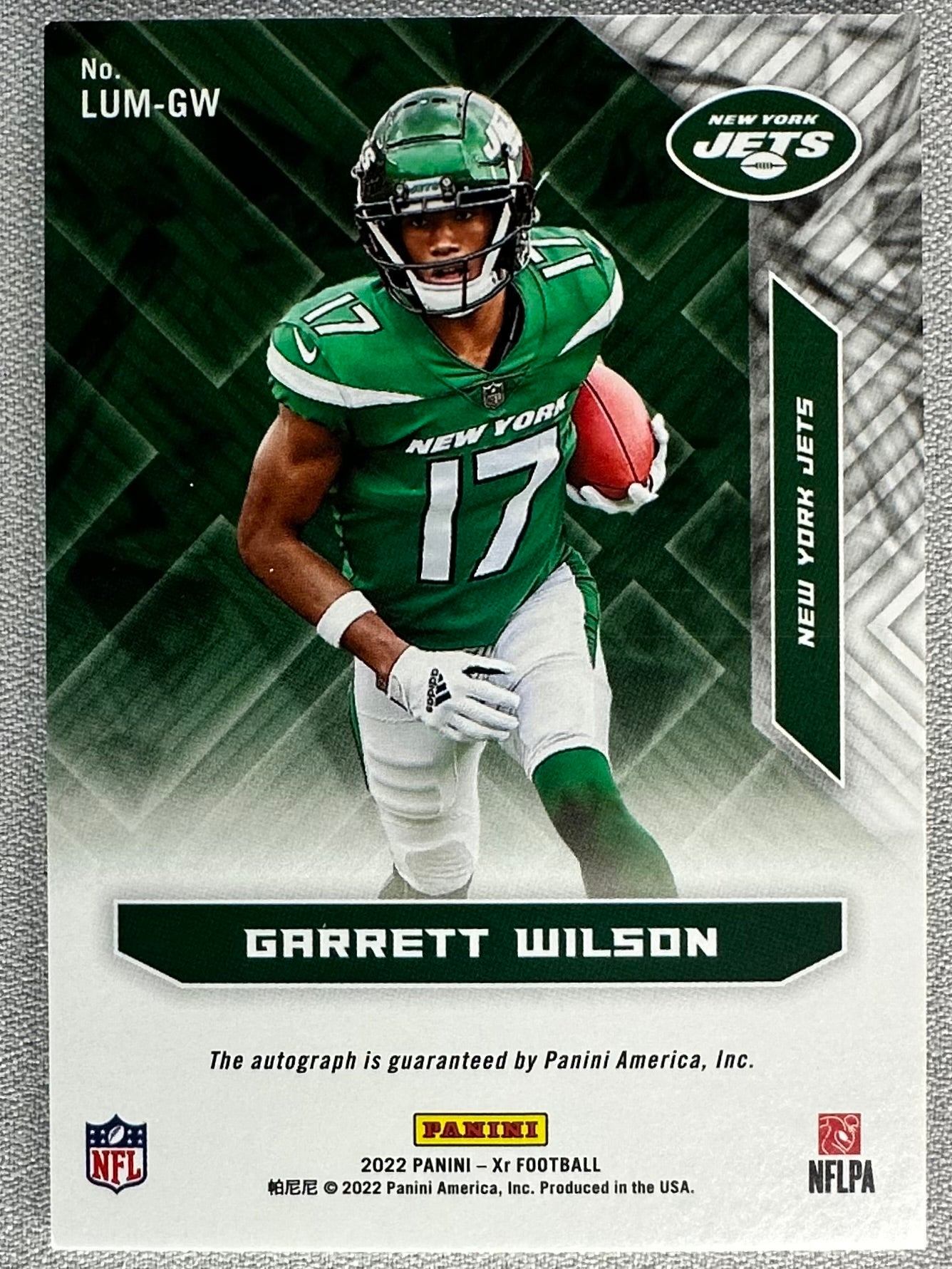 2022 Panini XR Garrett Wilson Luminous Endorsements /99 #LUM-GW RC