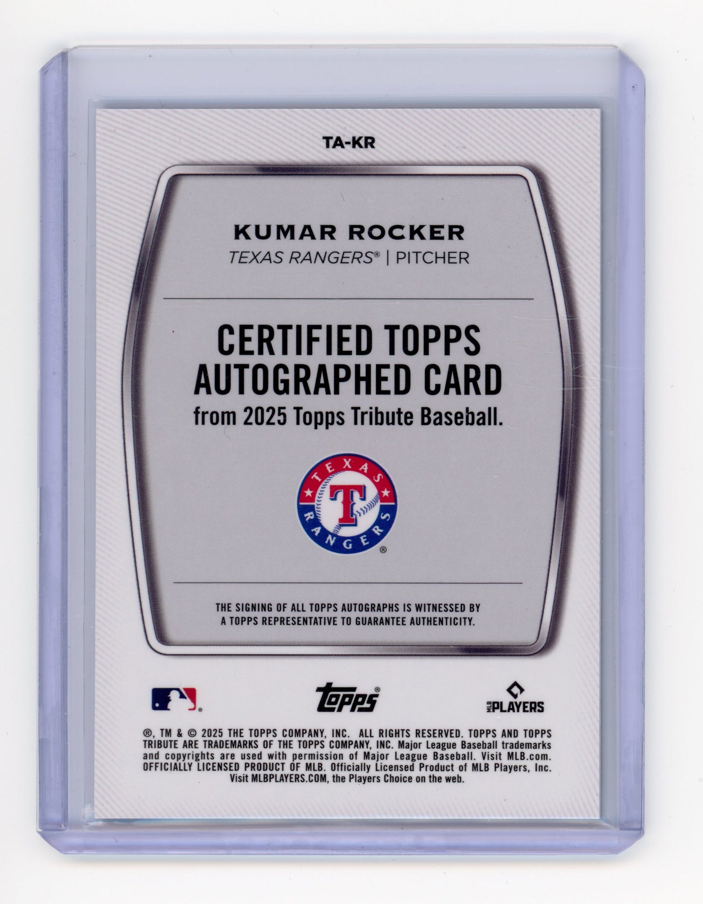 2025 Topps Tribute Kumar Rocker Certified Topps Autograph RC 194/199 #TA-KR