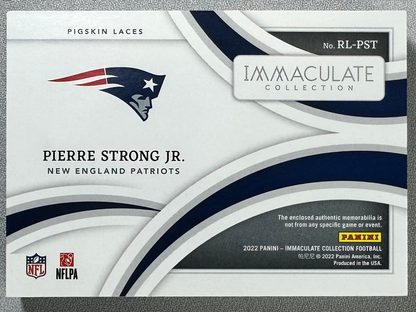 2022 Panini Immaculate Pierre Strong Jr. Pigskin Laces 1/1 #RL-PST RC