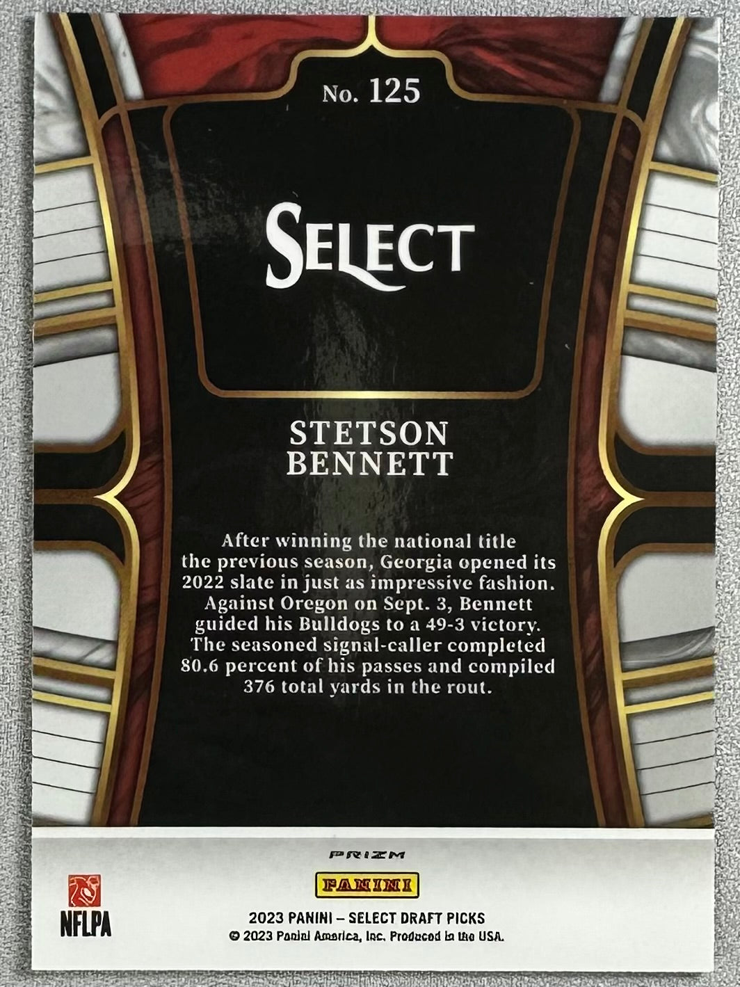 2023 Panini Select Draft Picks Stetson Bennett Tiger Prizm #125 RC