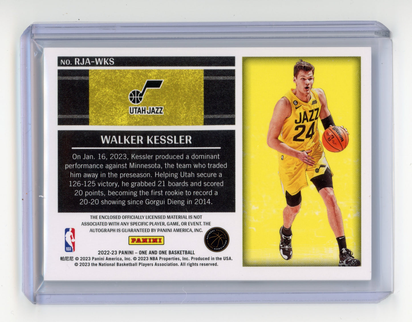 2022 Panini One and One Walker Kessler Rookie Jersey Auto Red /25 #RJA-WKS RC