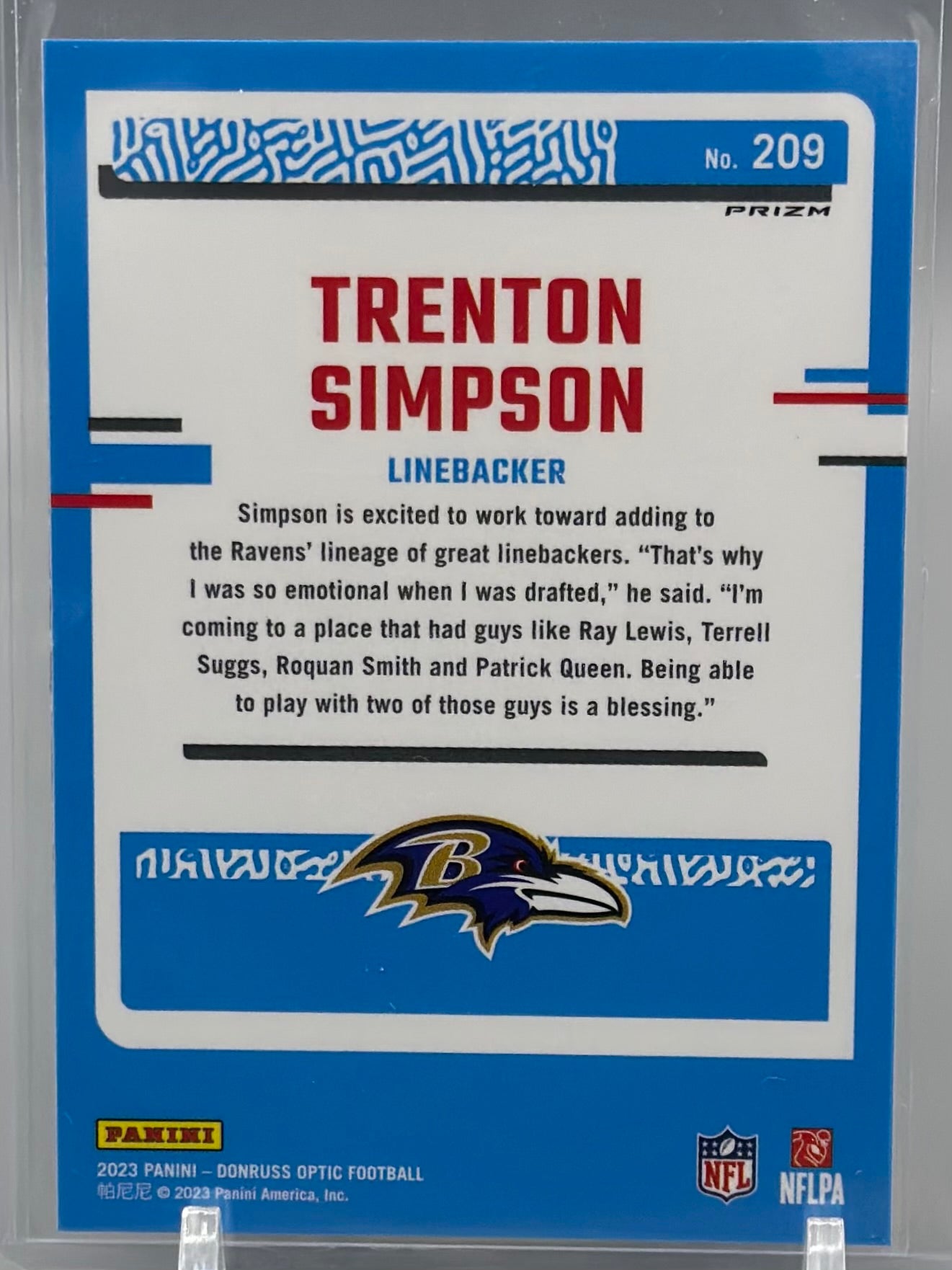 Trenton Simpson 2023 Panini Donruss Optic Green Hyper #208 RC