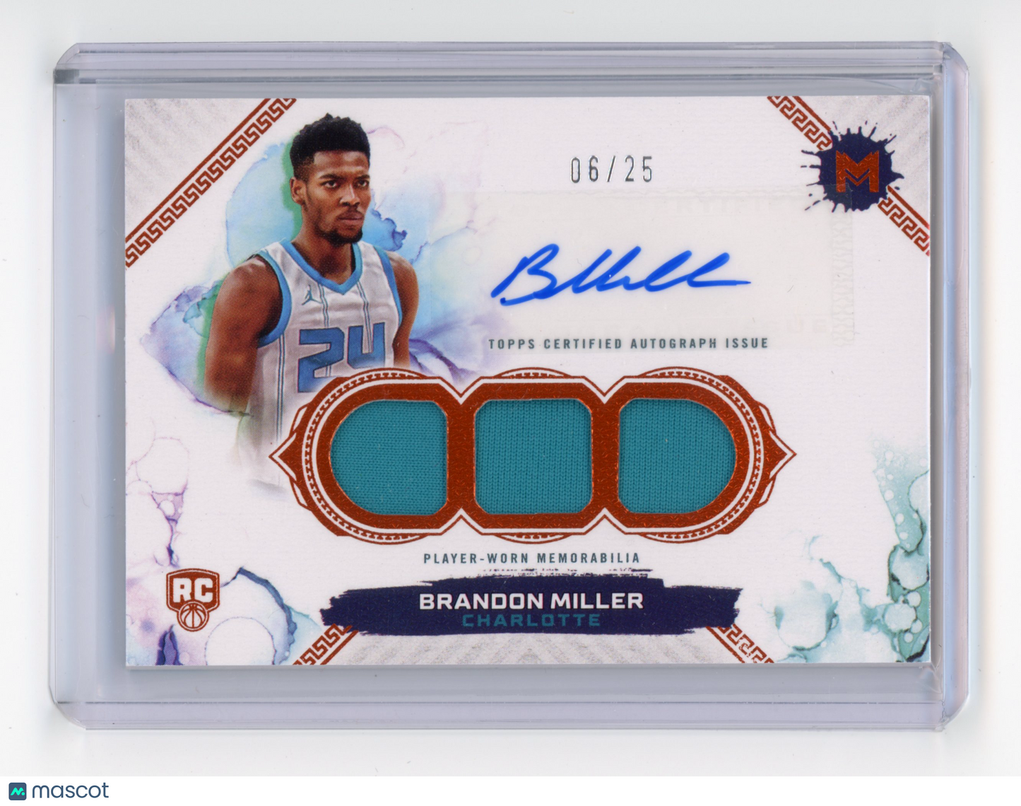 2024 Topps Motif Brandon Miller Rookie Triple Relic Auto Orange 06/25 #102