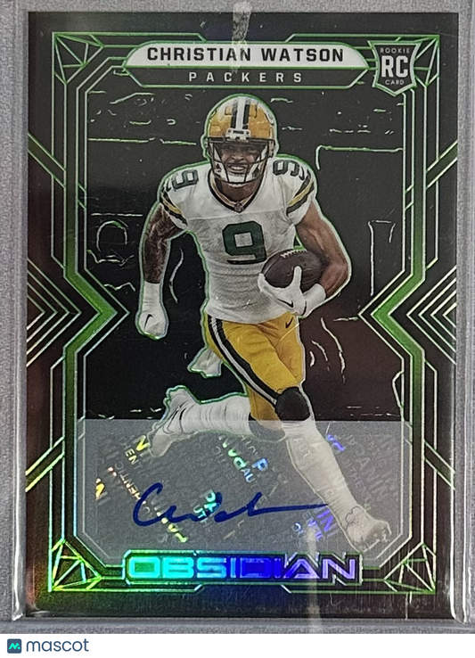 2022 Panini Obsidian Christian Watson Rookie Auto Green /50 #120