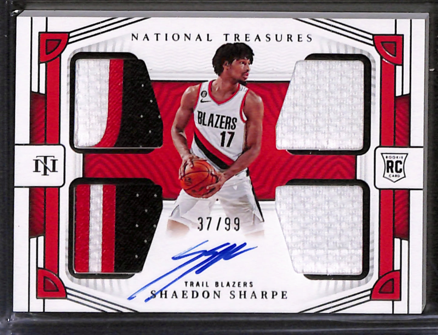 2022-23 National Treasures Shaedon Sharpe Rookie Quad Auto /99 #RMQ-SHS