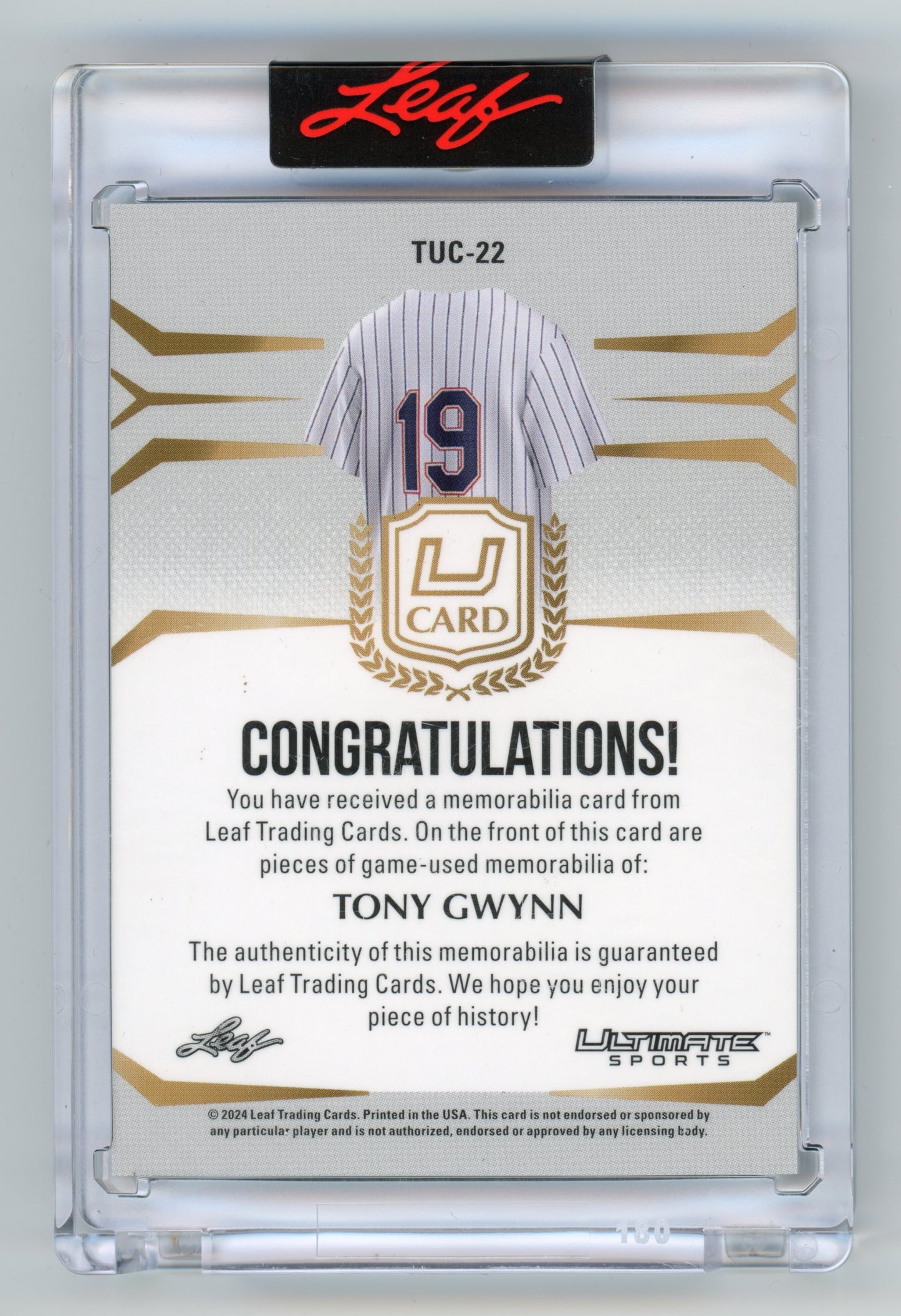 2024 Leaf Ultimate Sports Tony Gwynn The Ultimate Card Platinum Holo 1/5 #TUC-22