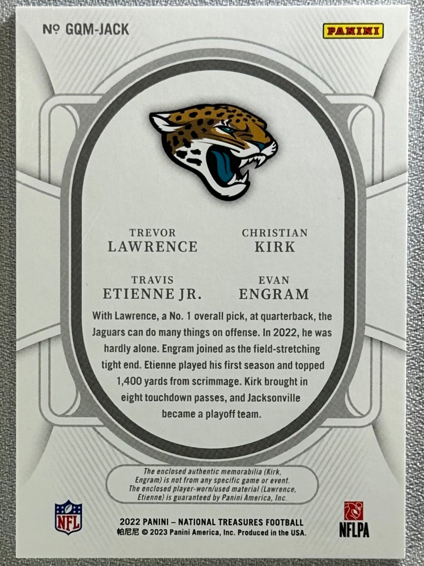 2022 Panini National Treasures Engram/Lawrence/Kirk/Etienne Quad Materials /25