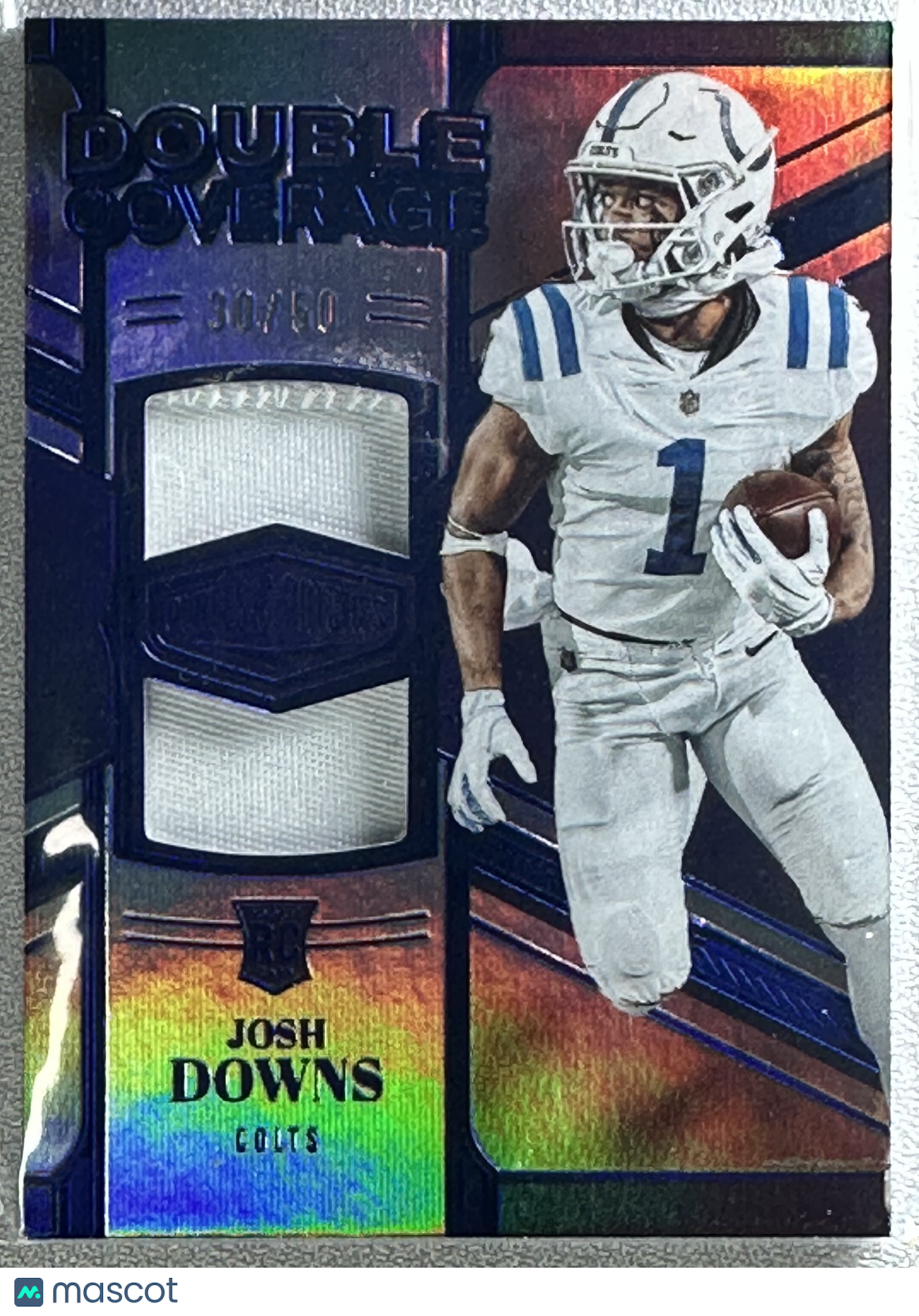 Josh Downs 2023 Panini Plates & Patches Double Coverage Blue /50 #DC-28 RC