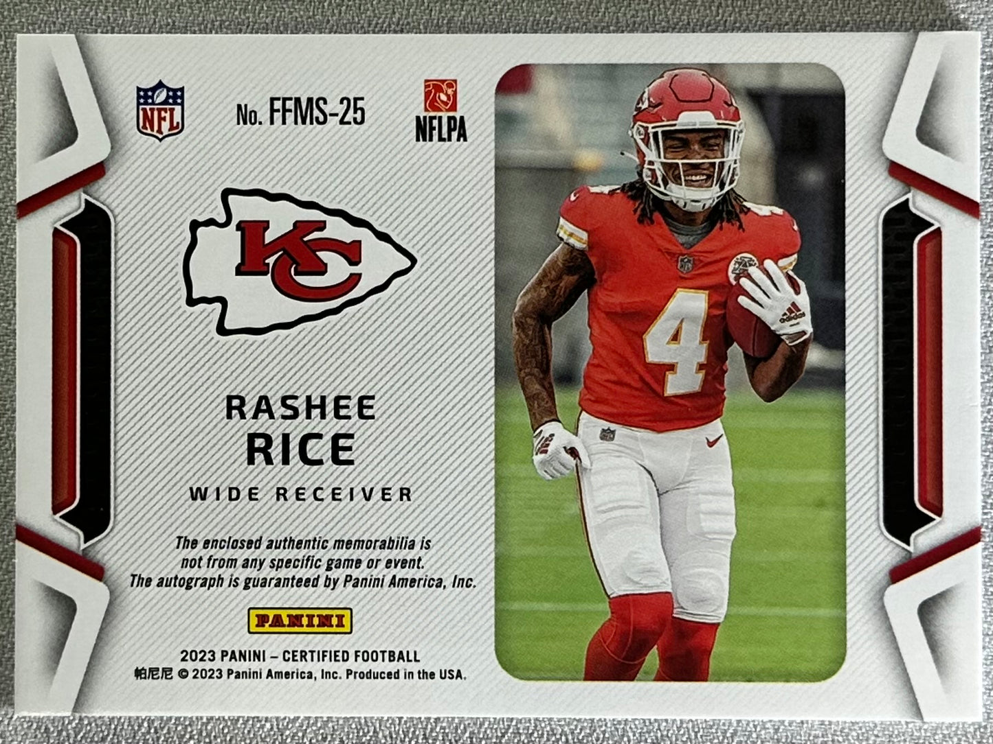 2023 Panini Certified Rashee Rice Freshman Fabric Signatures /399 #FFMS-25 RC