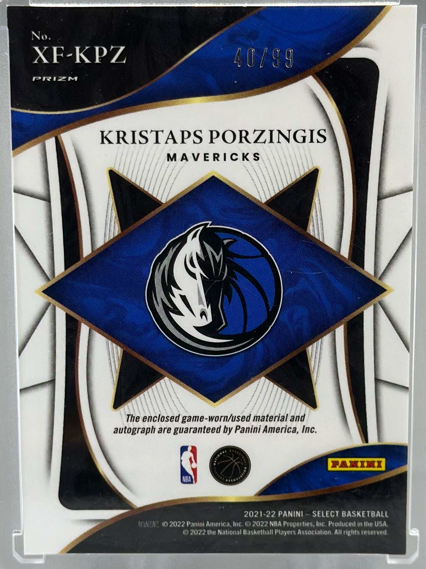 Kristaps Porzingis 2021 Panini Select X-Factor Patch Auto /99 #XF-KPZ Game-worn