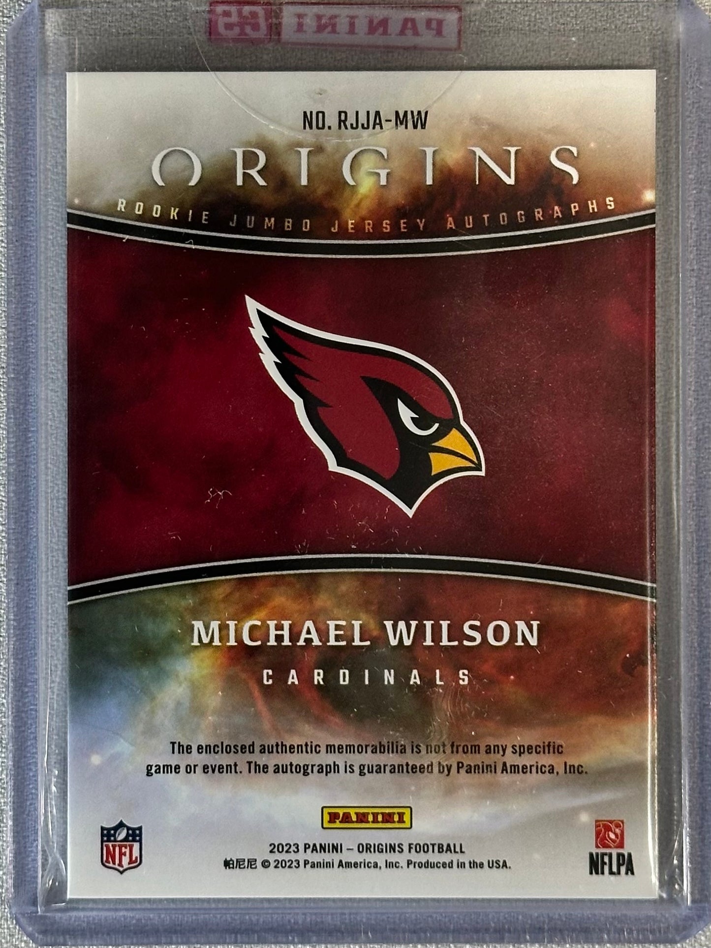 2023 Panini Origins Michael Wilson Rookie Jumbo Jersey Auto #RJJA-MW RC