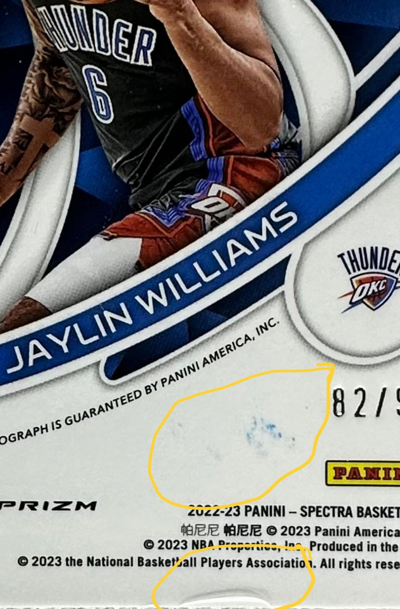 2022 Panini Spectra Jaylin Williams Radiant Signatures /99 #RS-JWC RC