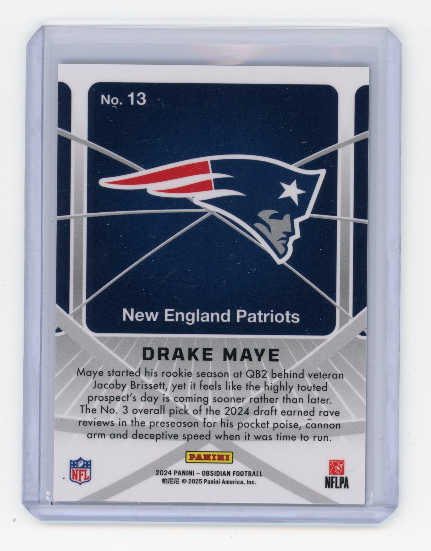 2024 Panini Obsidian Drake Maye Atomic Initials RC #13