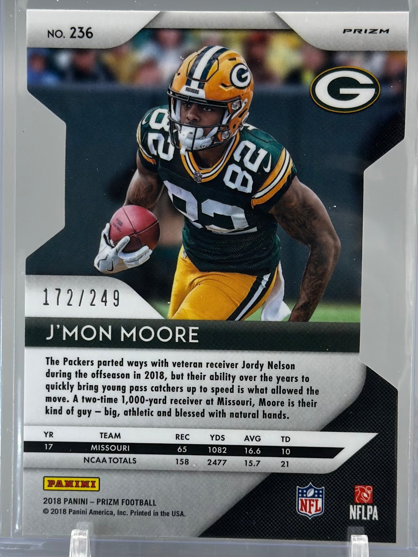 J'Mon Moore 2018 Panini Prizm Orange Die-Cut /249 #236 RC