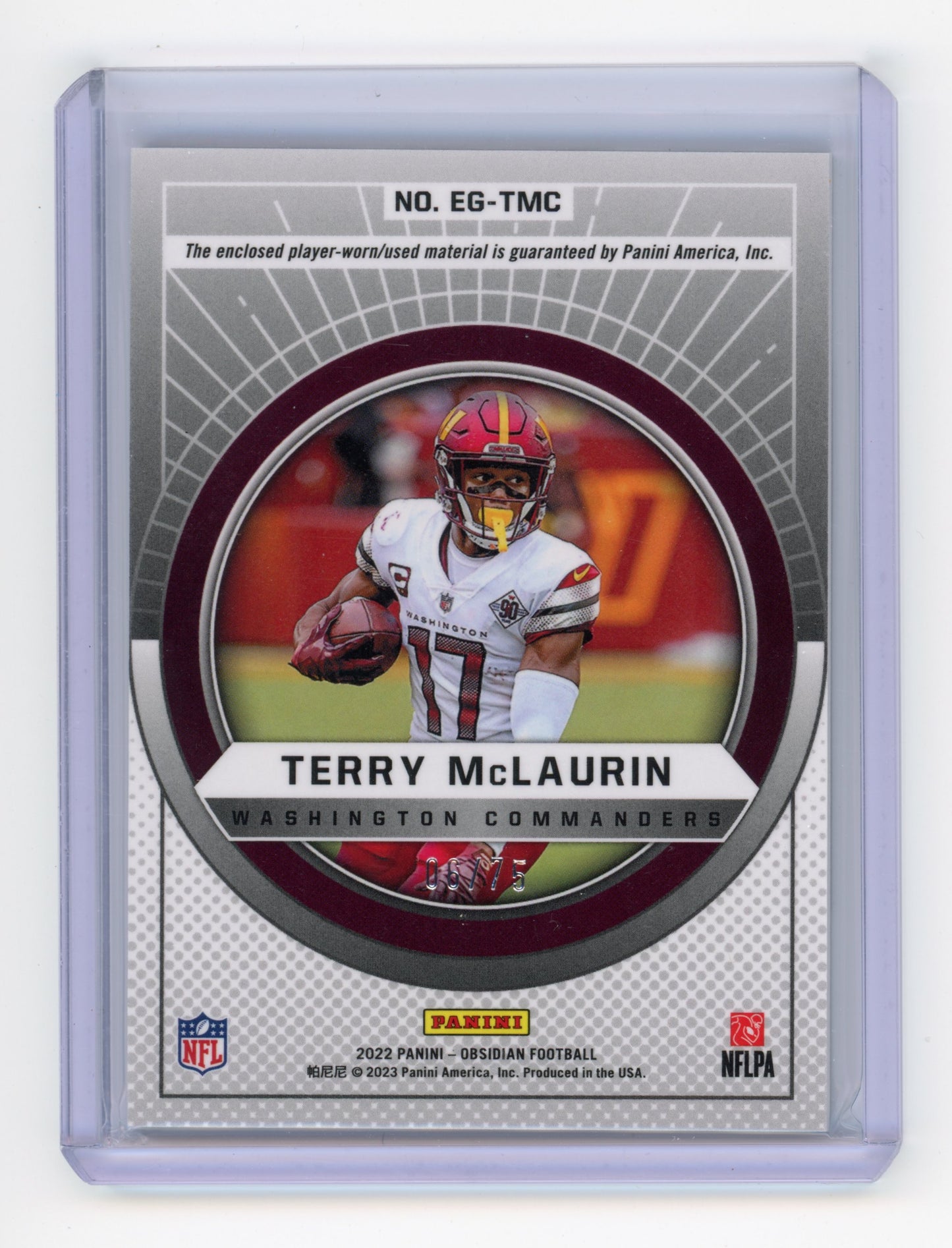 2022 Panini Obsidian Terry McLaurin Equinox Gear Orange 06/75 #EG-TMC