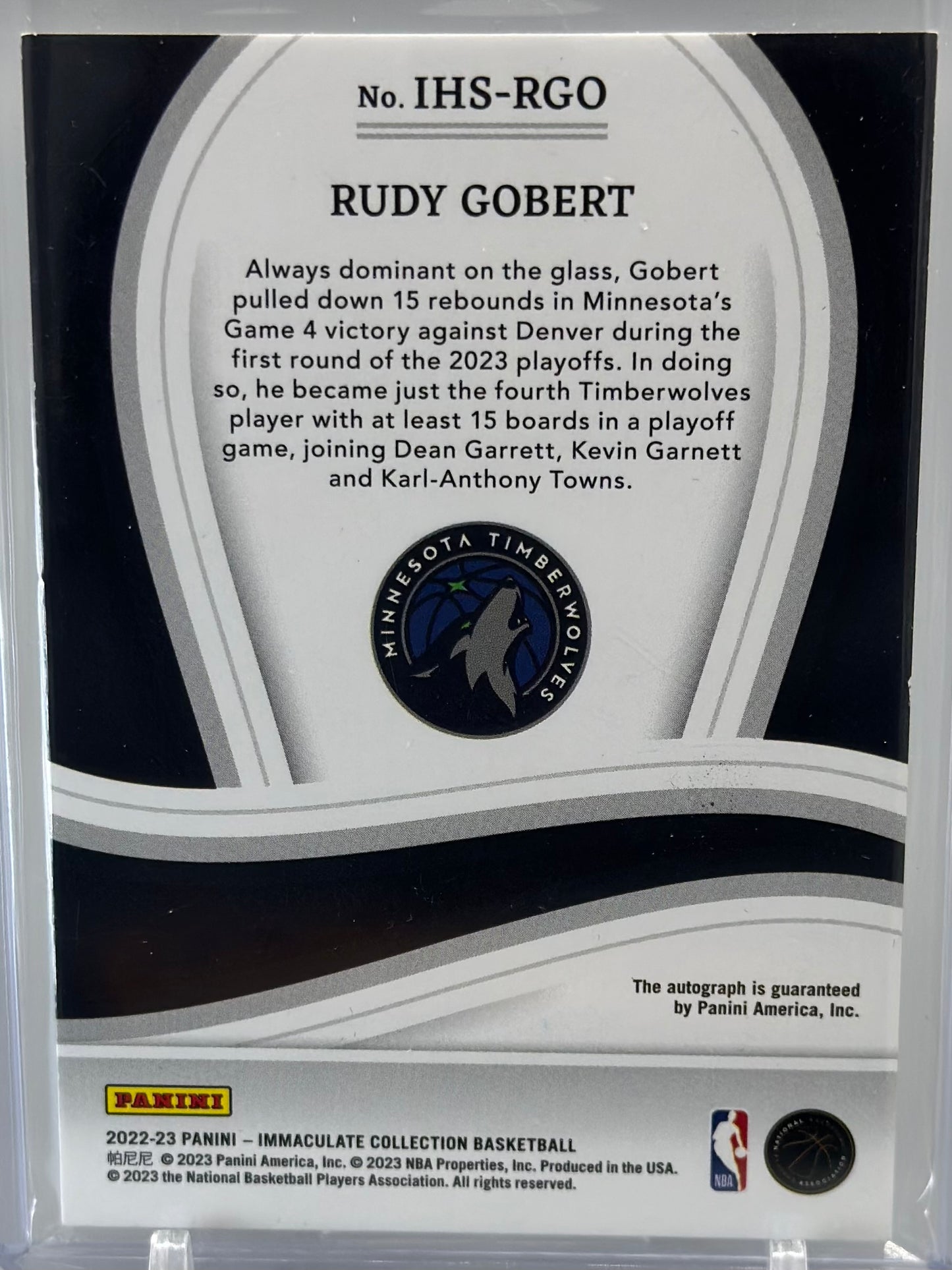 Rudy Gobert 2022 Panini Immaculate Heralded Signatures Red /25 #ihs-rgo