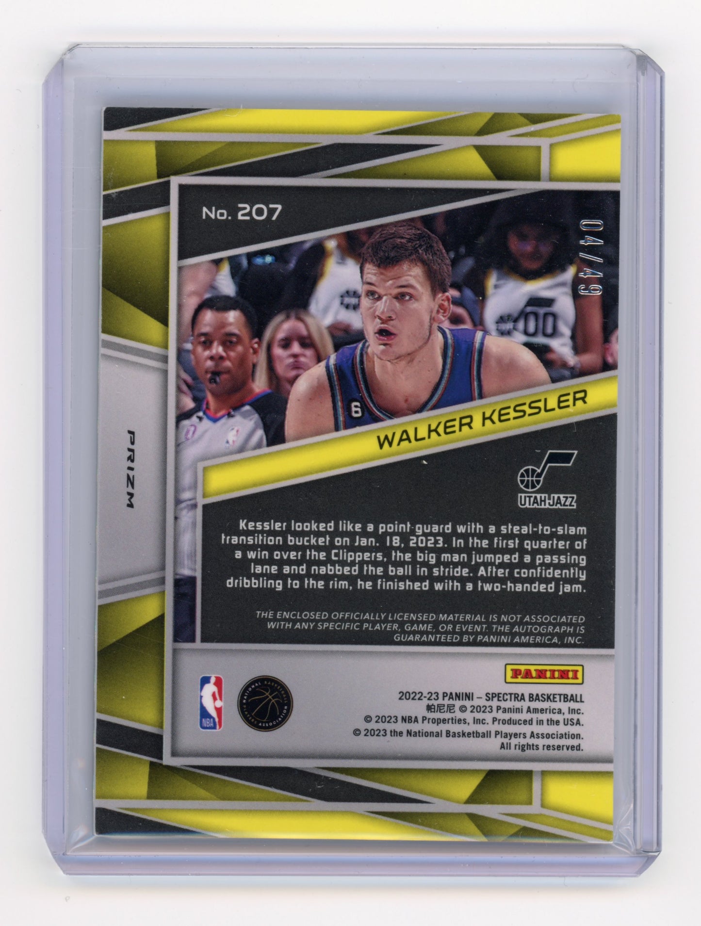 2022 Panini Spectra Walker Kessler RPA Interstellar 04/49 #207 RC