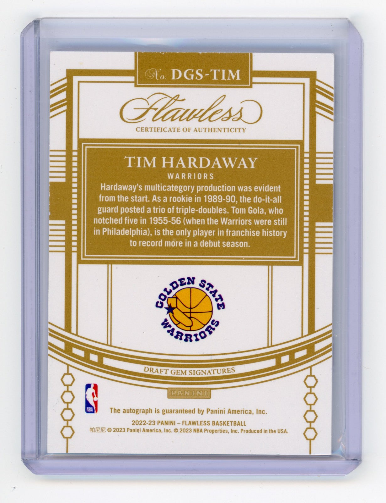2022 Panini Flawless Tim Hardaway Draft Gem Signatures Amethyst 1/3 #DGS-TIM