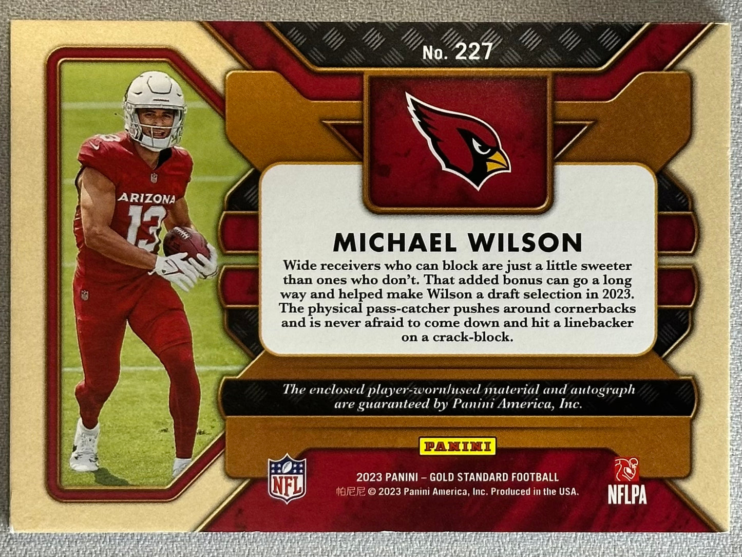 2023 Panini Gold Standard Michael Wilson RPA Rose Gold /24 RC #227