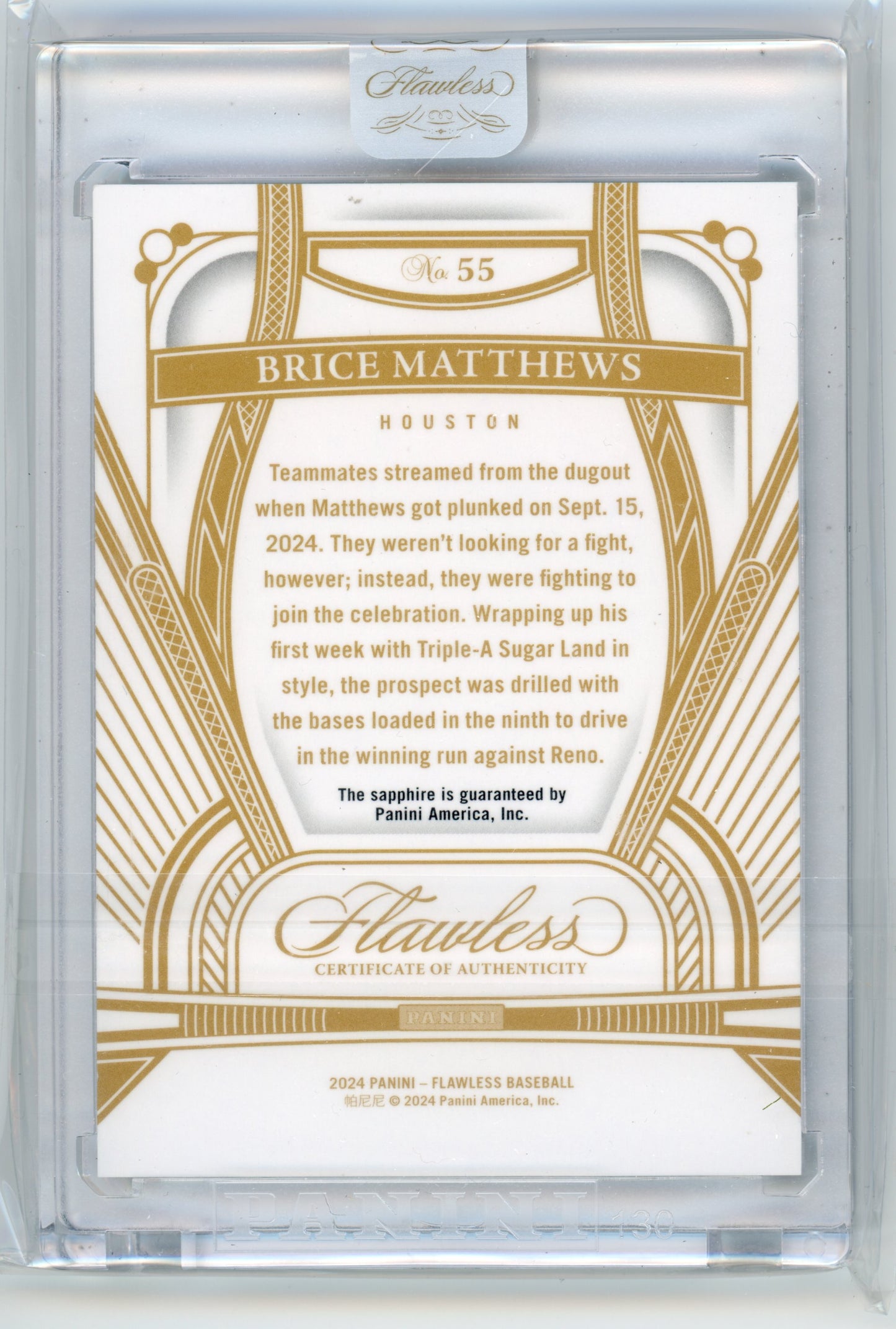 2024 Panini Flawless Brice Matthews Sapphire 05/15 #55