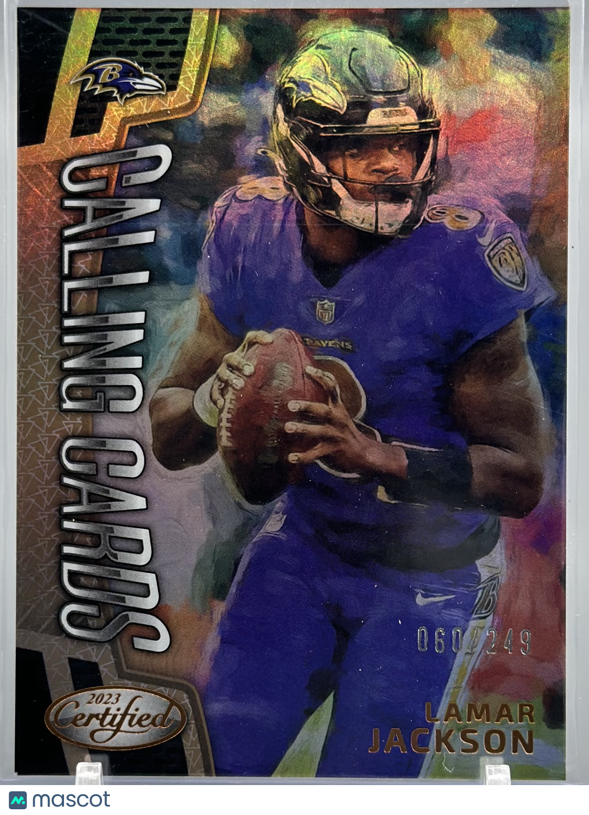 Lamar Jackson 2023 Panini Certified Calling Cards Bronze Mirror /249 #CALL-12