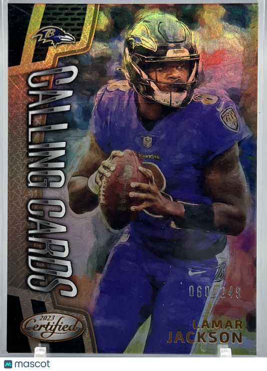 Lamar Jackson 2023 Panini Certified Calling Cards Bronze Mirror /249 #CALL-12