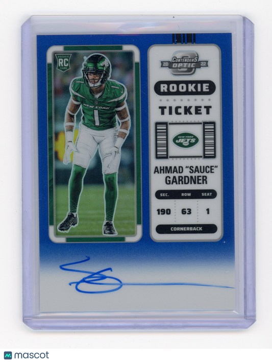 2022 Panini Contenders Optic Ahmad Gardner Rookie Ticket Auto Blue 50/75 RC #101