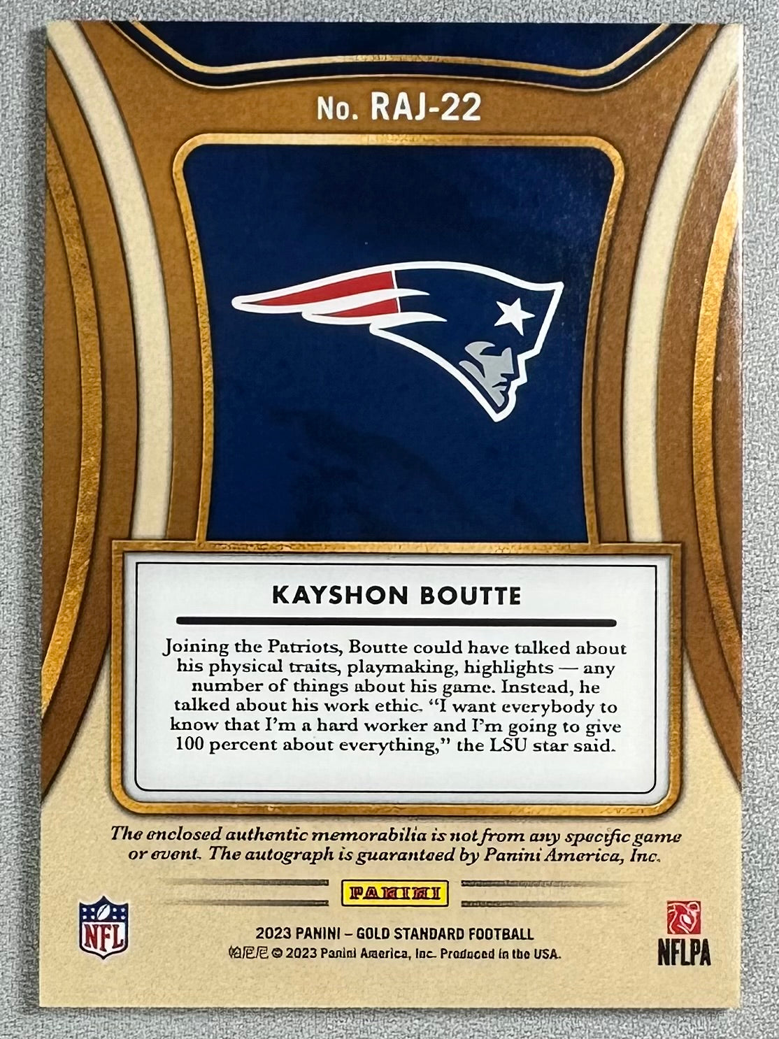 2023 Panini Gold Standard Kayshon Boutte Rookie Auto Jerseys /149 #RAJ-22 RC