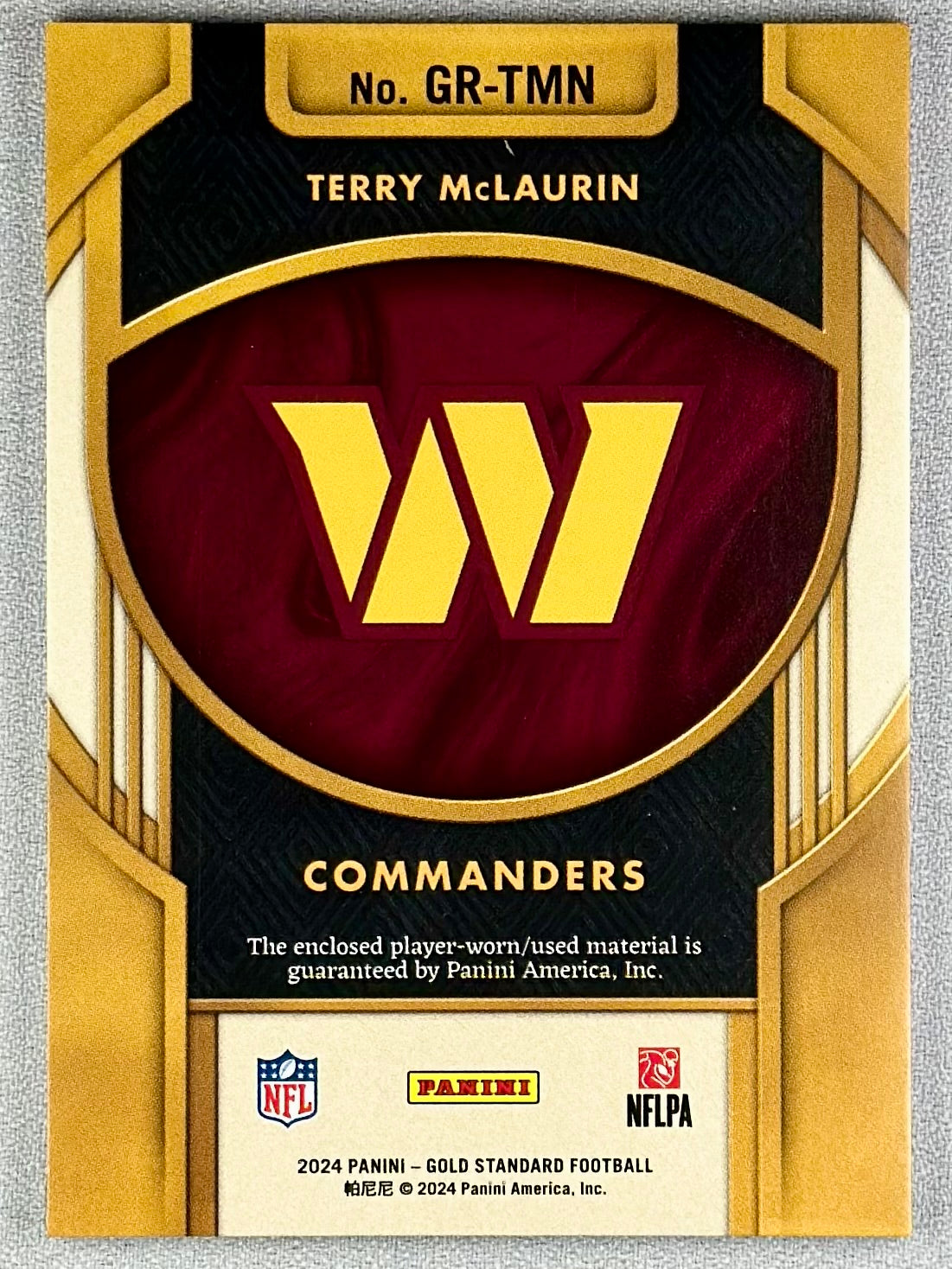 2024 Panini Gold Standard Terry McLaurin Gold Rush White Gold /49 #GR-TMN