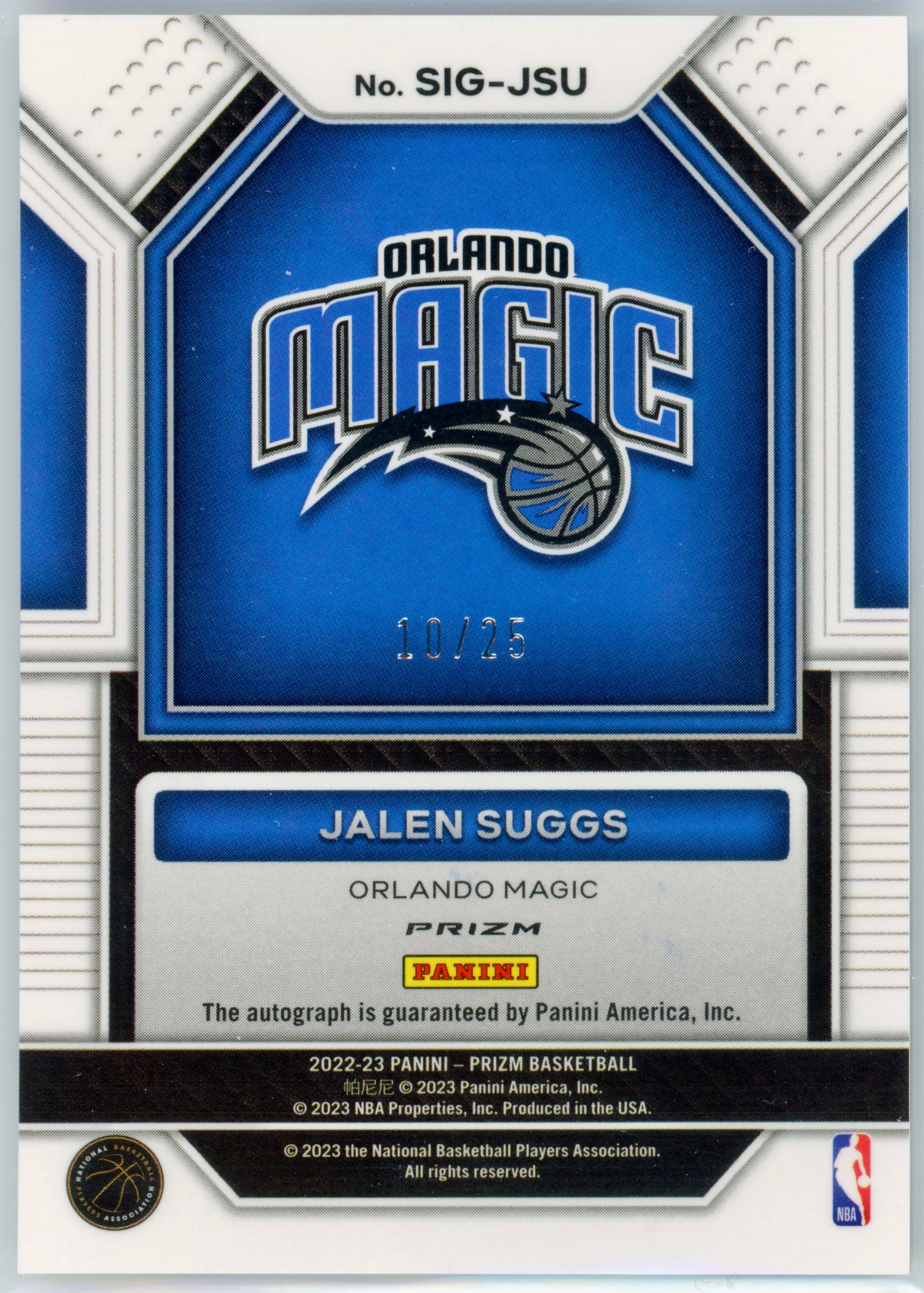 2022 Panini Prizm Jalen Suggs Signatures Mojo /25 #SIG-JSU
