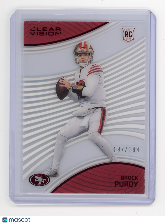 2022 Panini Chronicles Brock Purdy Clear Vision Red 197/199 RC #CVR-8