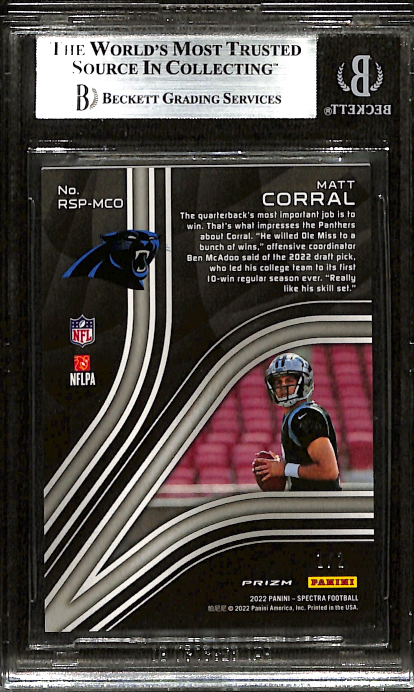 2022 Panini Spectra Matt Corral Rookie Spectris Nebula /2 #28 BGS 9