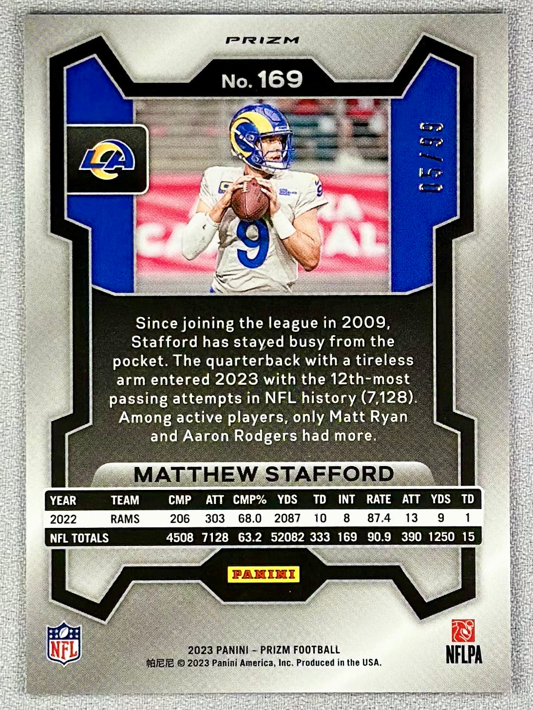 2023 Panini Prizm Matthew Stafford Blue Ice /99 #169