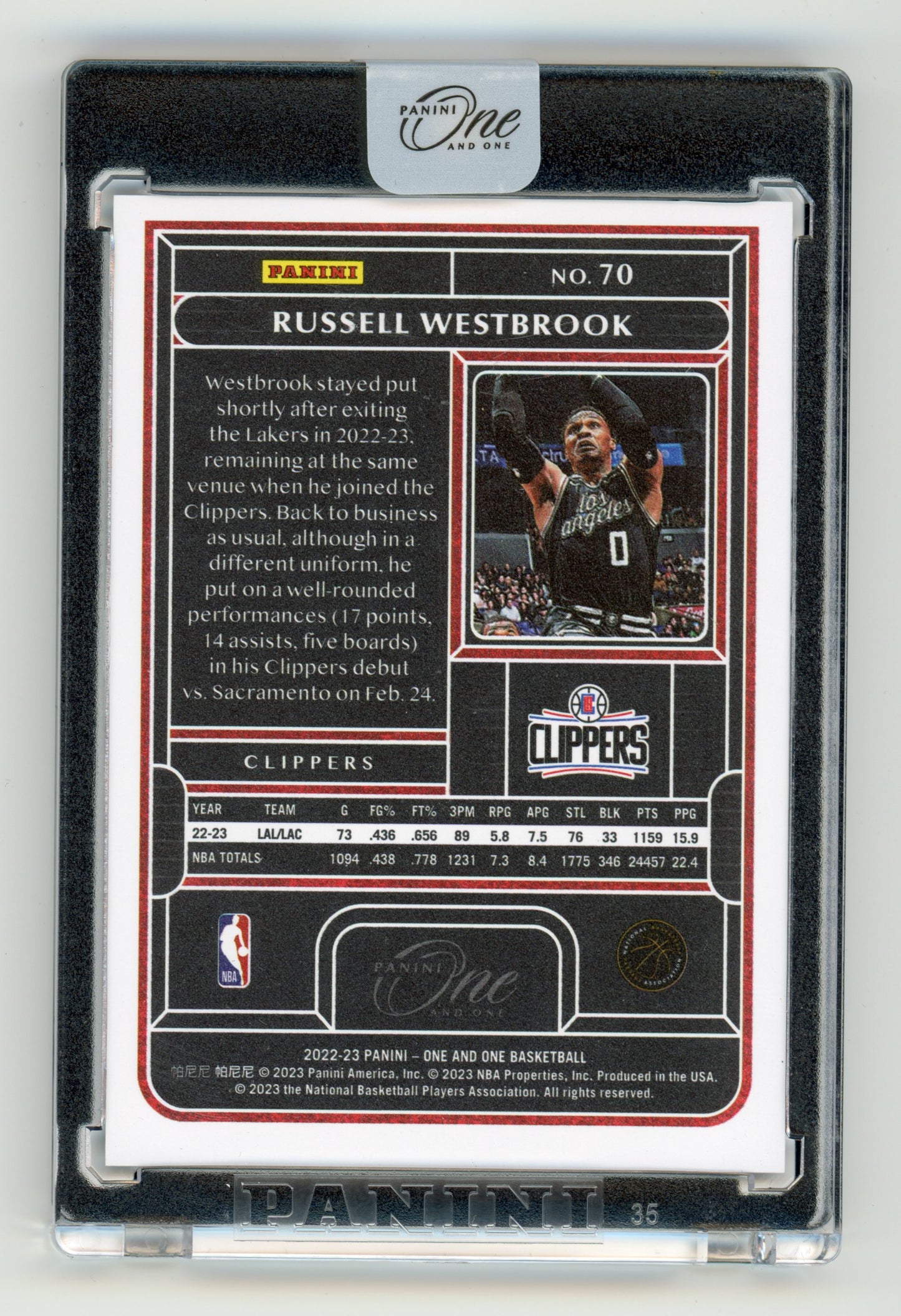 2022 Panini One and One Russell Westbrook Blue 28/40 #70