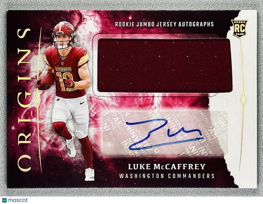 2024 Panini Origins Luke McCaffrey Rookie Jumbo Jersey Auto #RJA-LCC RC