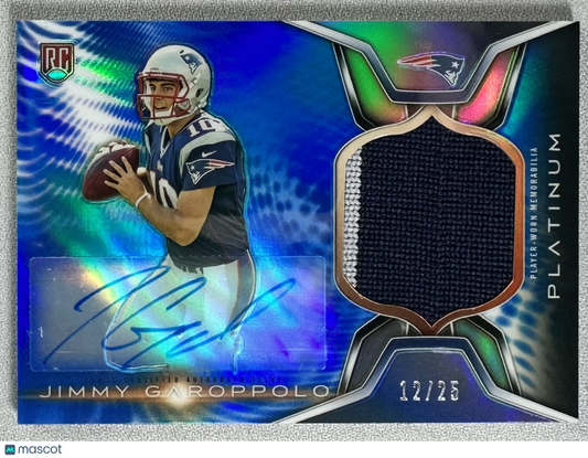 2014 Topps Platinum Jimmy Garoppolo Rookie Auto Refractor Patch Blue /25 RC