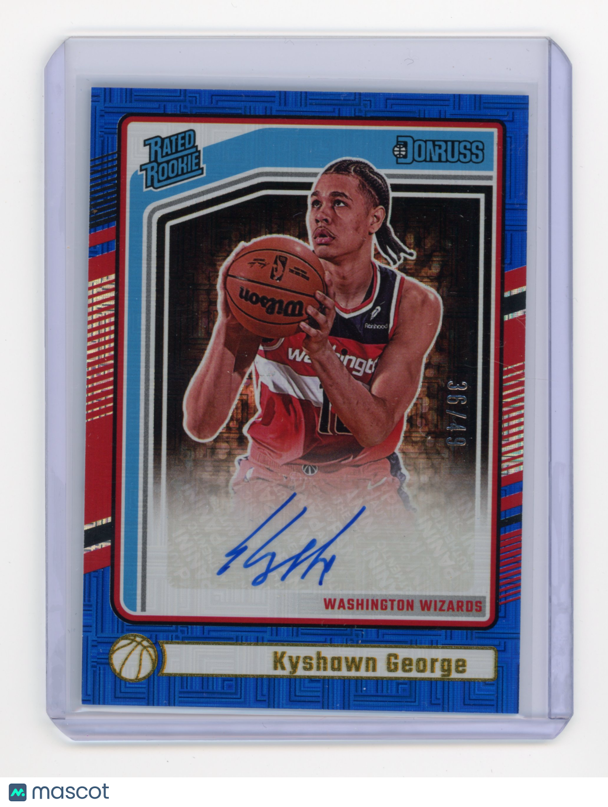 2024 Panini Donruss Kyshawn George Rated Rookie Auto Choice Blue RC 36/49 #266