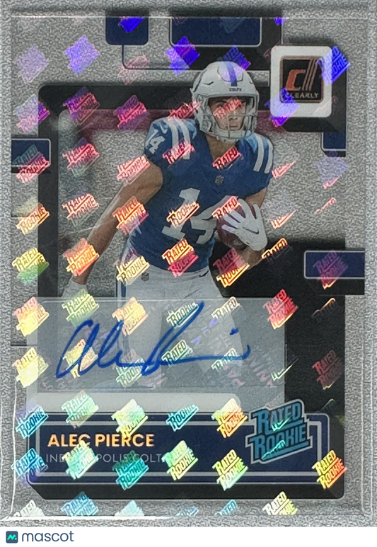 Alec Pierce 2022 Panini Clearly Donruss Rated Rookie Holo Auto #71 RC