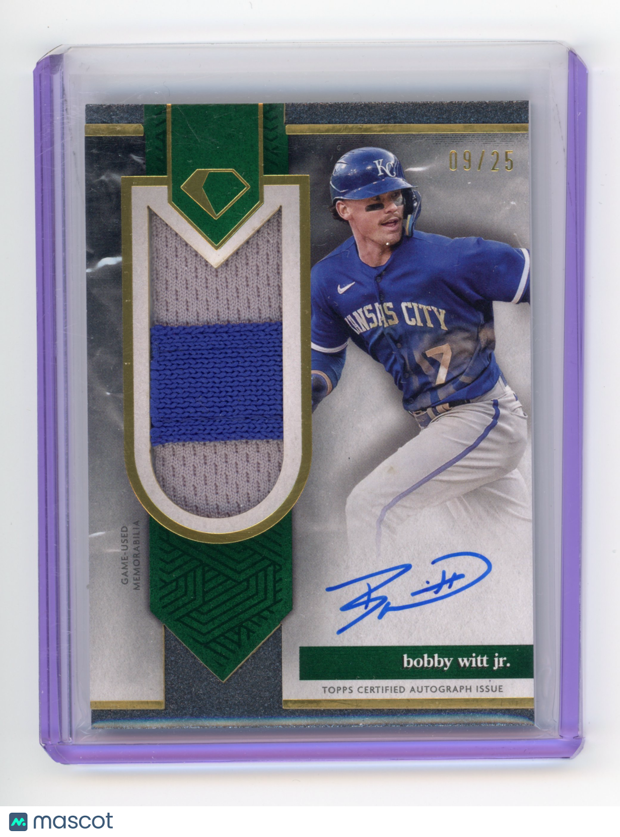 2024 Topps Diamond Icons Bobby Witt Jr. Autographed Jumbo Patch 09/25 #AJP-BWJ