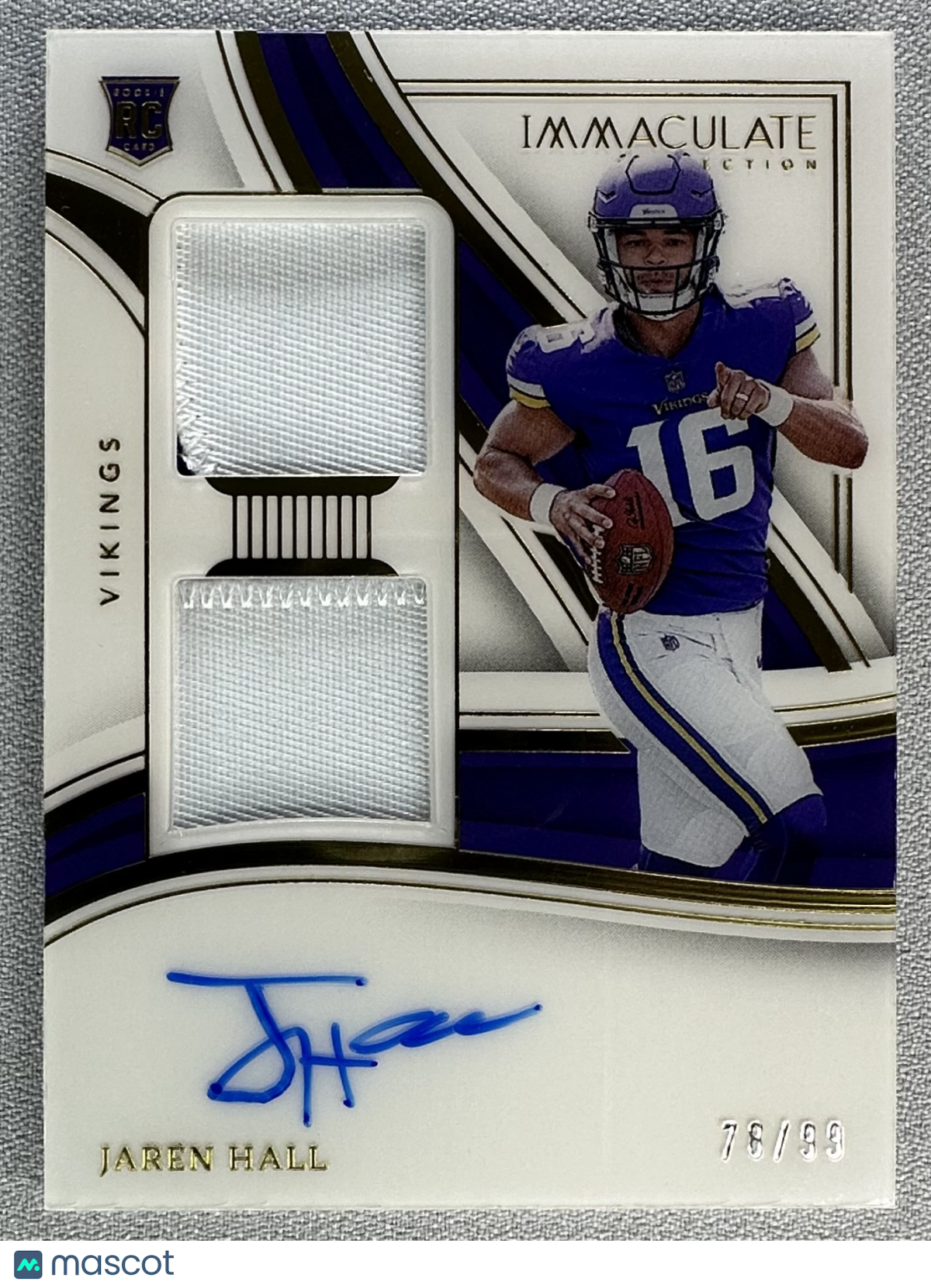 2023 Panini Immaculate Collection Jaren Hall Signature Patches /99 #SP-JHA RC