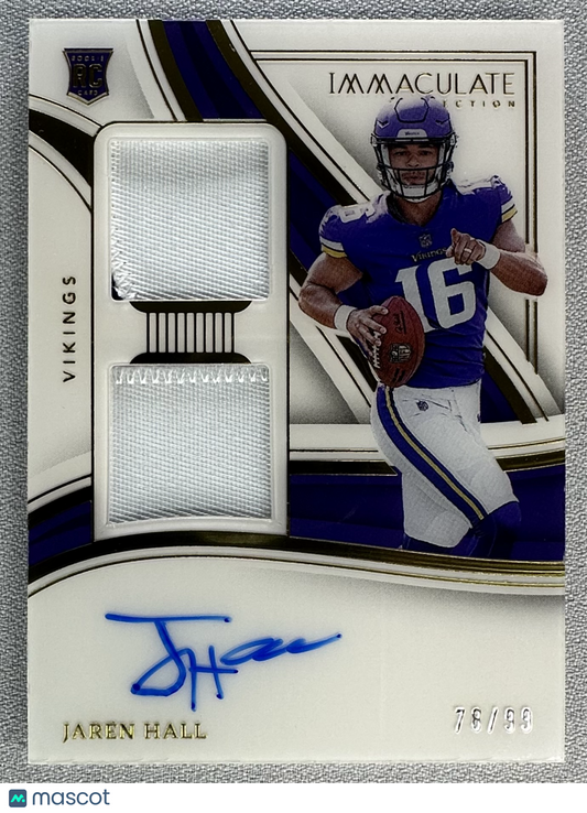 2023 Panini Immaculate Collection Jaren Hall Signature Patches /99 #SP-JHA RC
