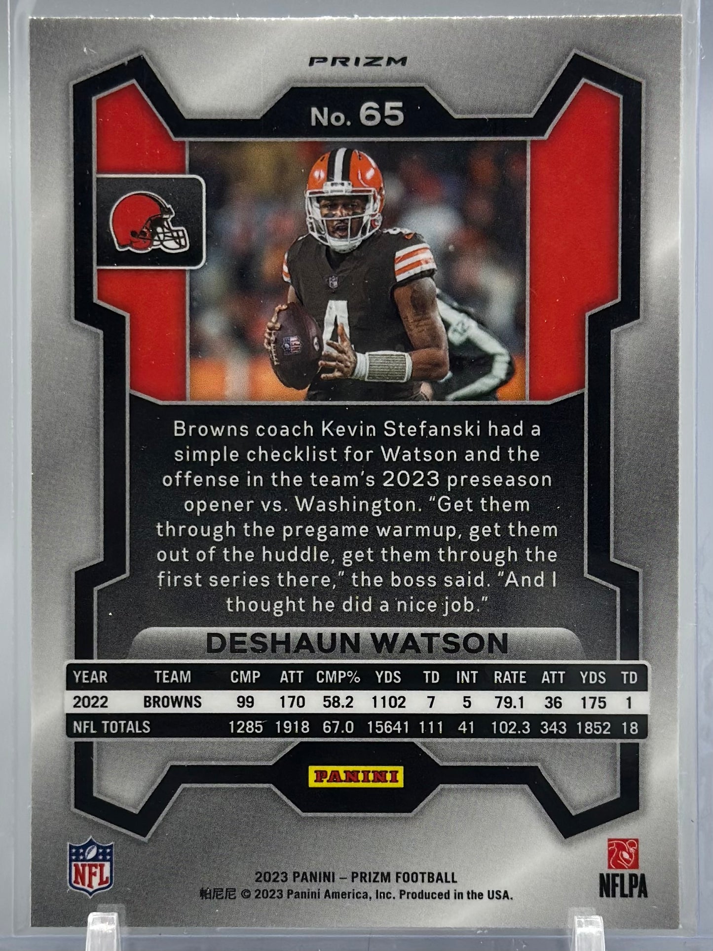 Deshaun Watson 2023 Panini Prizm White Sparkle #65