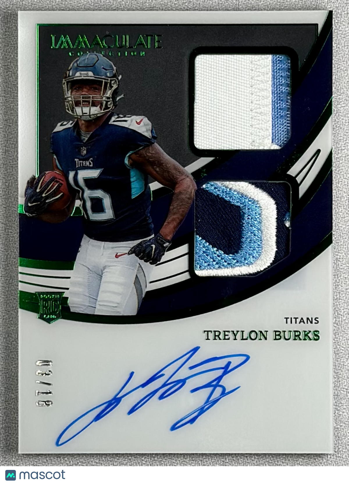 2022 Immaculate Collection Treylon Burks Signature Patches Emerald /18 RC