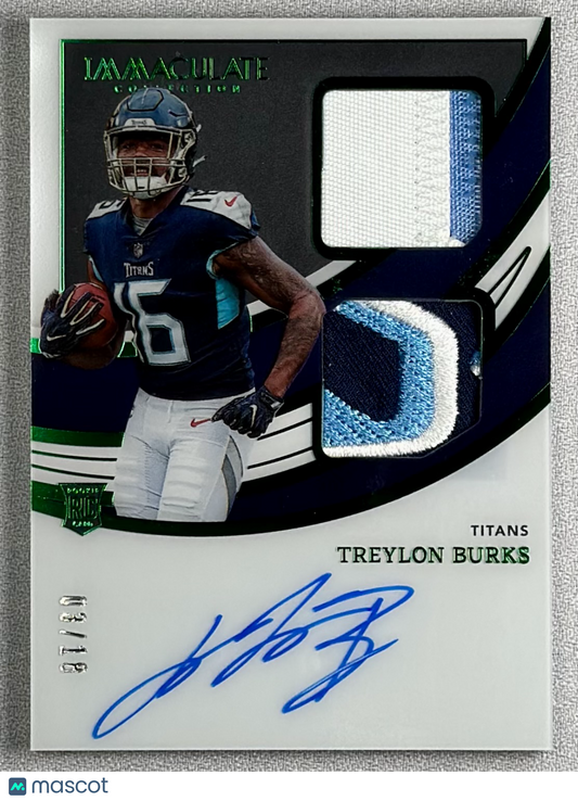 2022 Immaculate Collection Treylon Burks Signature Patches Emerald /18 RC