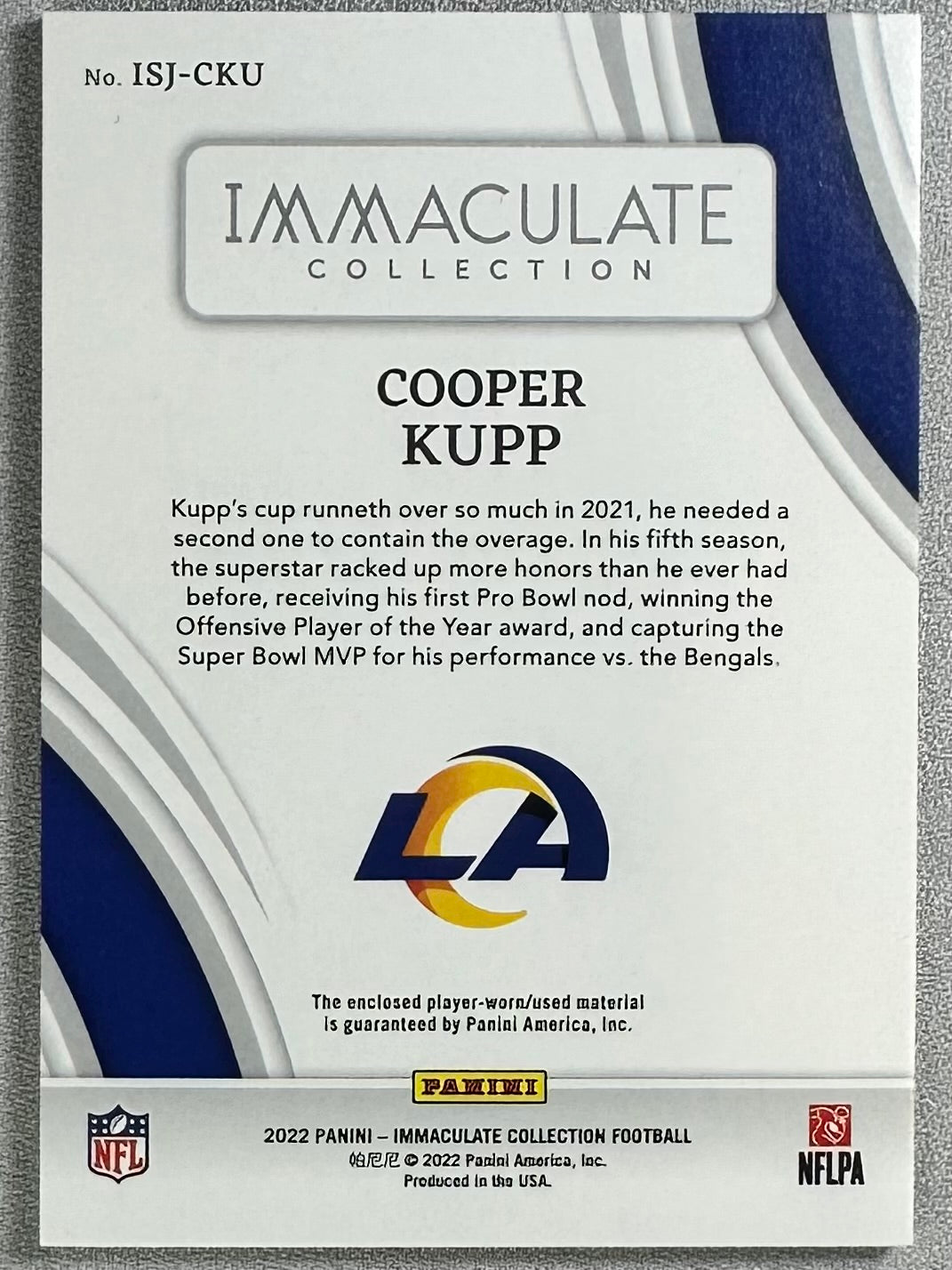 2022 Panini Immaculate Collection Cooper Kupp Standard Jerseys /49 #ISJ-CKU