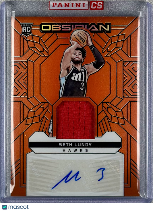 2023 Panini Obsidian Seth Lundy Rookie Jersey Ink Orange Flood /75 #RJI-LUN RC