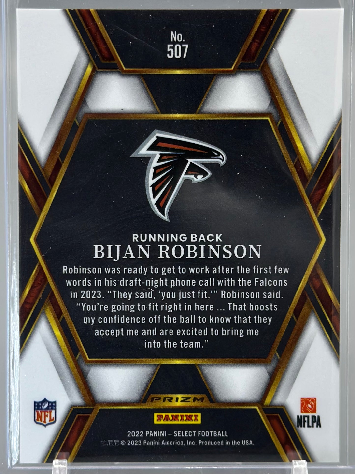 Bijan Robinson 2022 Panini Select XRC Prizm #507 RC