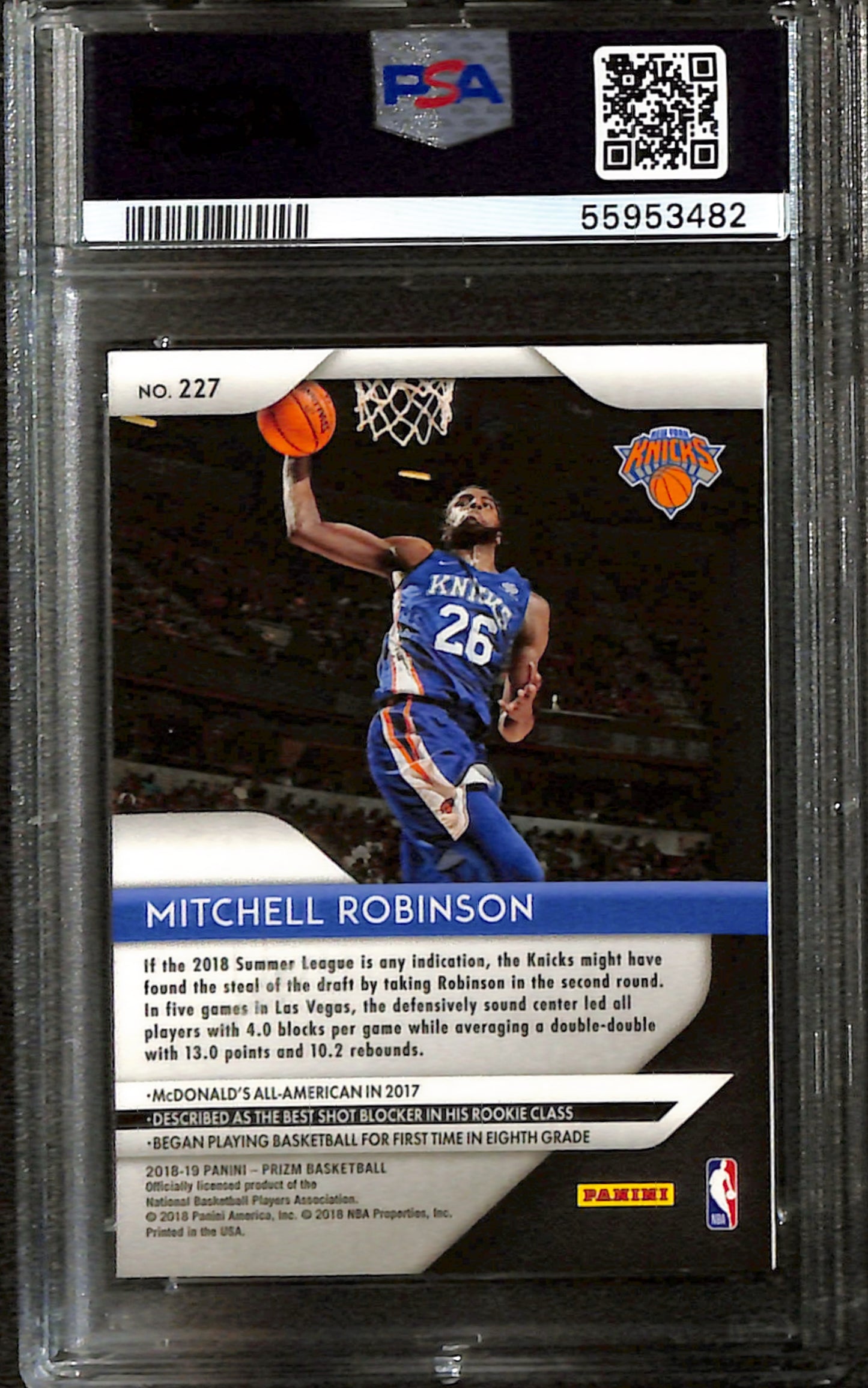 2018-19 Prizm Mitchell Robinson #227 PSA 9