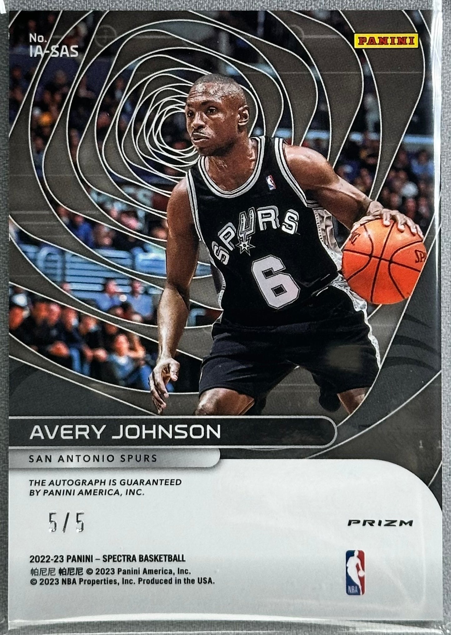 Avery Johnson 2022 Panini Spectra Icons Auto Marble /5 #IASAS